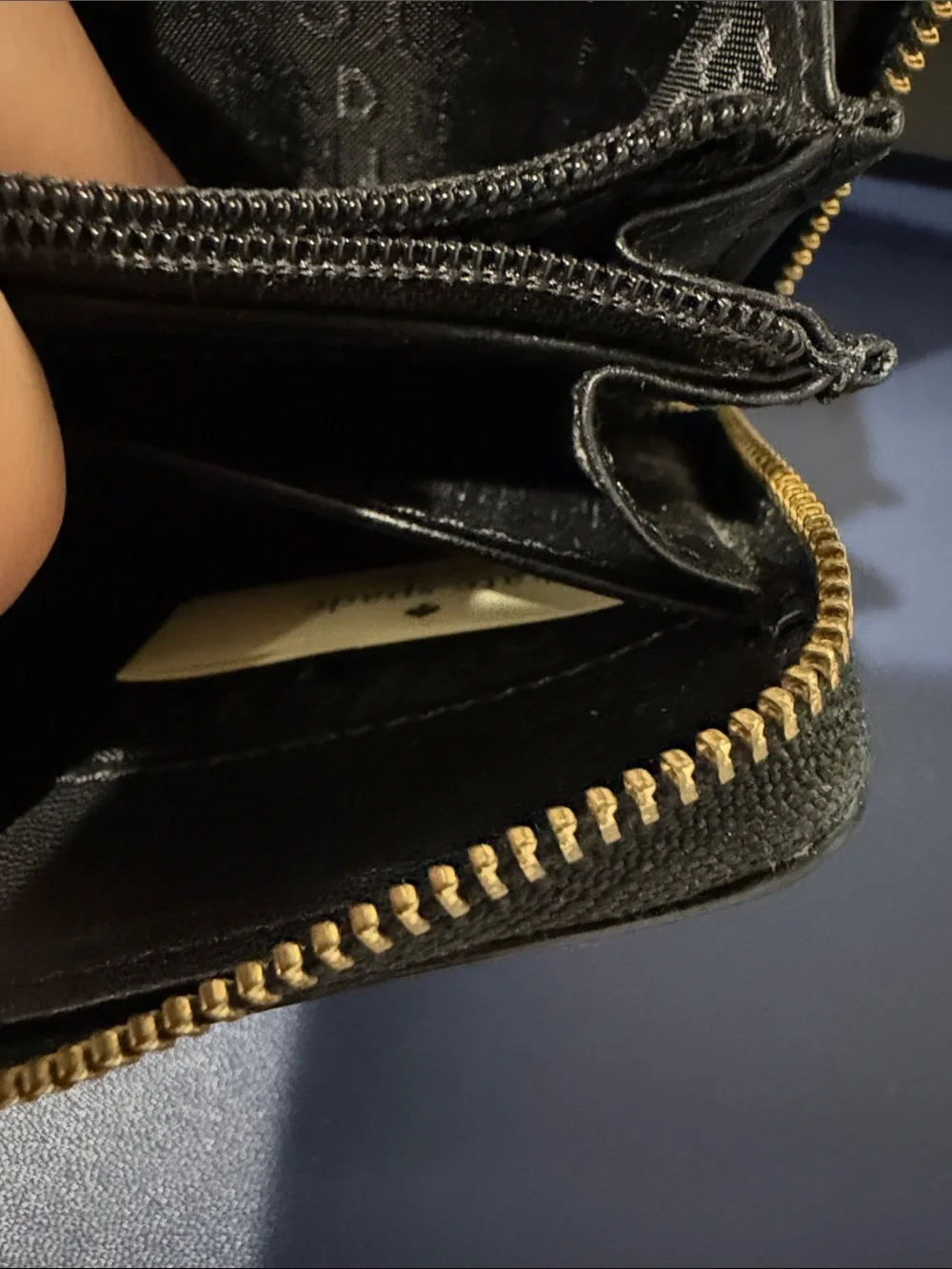kate spade Black Leather Zip Keyring Card Case / wallet